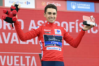 Pour son premier grand Tour à seulement 20 ans, le Francais Lenny Martinez leader de la Vuelta