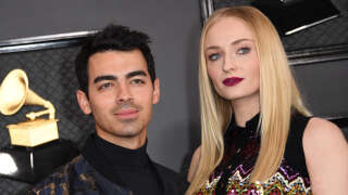 (FILES) British actress Sophie Turner and her husband US singer Joe Jonas arrives for the 62nd Annual Grammy Awards on January 26, 2020, in Los Angeles. Sepember 5, 2023, Joe Jonas files for divorce from Sophie Turner after 4 years of marriage, the couple have two daughters. (Photo by VALERIE MACON / AFP)