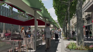 Images studio des futures terrasses des Champs-Élysées, dévoilées le 27 septembre 2023.