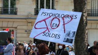 Photo d’illustration prise à Paris le 10 juin 2021, lors d’un mouvement de protestation des psychiatres et psychologues pour une meilleure reconnaissance de leurs professions.