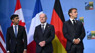 Attaques du Hamas : France, Allemagne, États-Unis, Italie, Royaume-Uni « soutiendront les efforts d’Israël pour se défendre » (Photo de Rishi Sunak, Olaf Scholz et Emmanuel Macron prise du G7 du 12 juillet 2023)