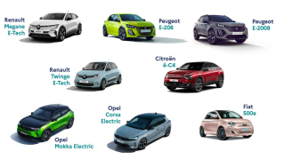 Quelques exemples donnés par le gouvernement de modèles de voitures électriques disponibles en leasing.