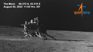 La sonda indiana Chandrayaan-3 sulla superficie lunare
