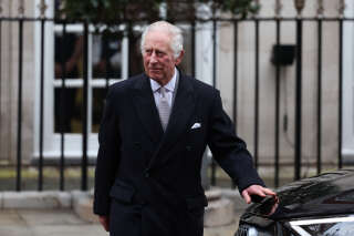 Britain's King Charles III leaves the London Clinic, in London, on January 29, 2024. Britain's King Charles III, 75, stayed the London Clinic following prostate surgery on January 26, 2024. (Photo by Daniel LEAL / AFP)