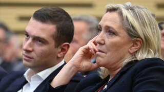 Marine Le Pen et Jordan Bardella ont déjeuné avec la cheffe de l’AfD (mais ne veulent trop que ça se sache) - Marine Le Pen et Jordan Bardella photographiés lors du 50e anniversaire du Front national (RN) à l’Assemblée en septembre 2022 (illustration)