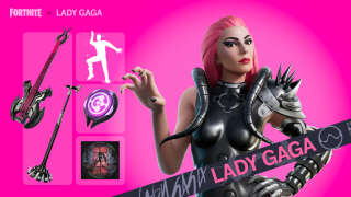 Lady Gaga and her Chromatica outfit in the video game Fortnite.