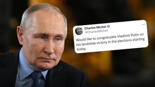 Le président du Conseil européen Charles Michel adresse un tweet ironique de félicitations à Vladimir Poutine pour sa réélection.