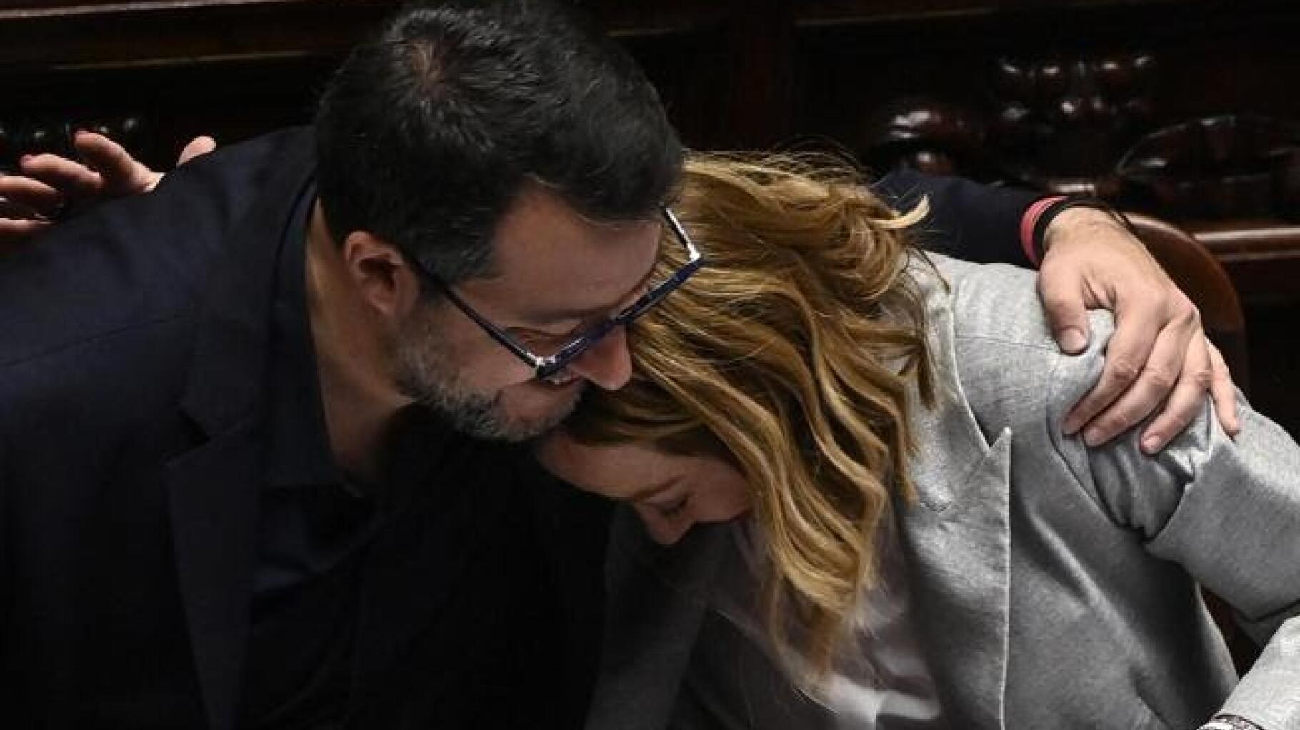 In Italy, Meloni and Salvini embraced and made a surprise appearance in parliament amid a tense episode.
