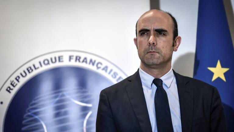 New head of France's intelligence agency DGSI (Direction generale de la securite interieure) Nicolas Lerner looks on after taking office, on November 5, 2018 at the DGSI headquarters in Levallois-Perret West of Paris. (Photo by STEPHANE DE SAKUTIN / AFP)