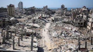 Décombres dans la zone dévastée autour de l’hôpital Al-Shifa à Gaza, le 3 avril 2024.