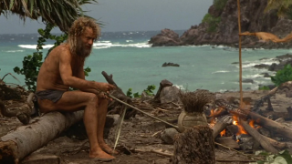 Tom Hanks dans le film « Seul au monde » inspiré des aventures de Robinson Crusoé.