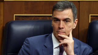 Photo illustrative ;  Le Premier ministre espagnol Pedro Sanchez assiste à une séance plénière à la chambre basse du parlement espagnol.