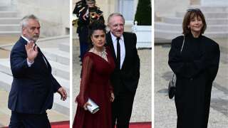 Luc Besson, Salma Hayed and Sophie Marceau are invited to the state dinner hosted by Emmanuel Macron on the occasion of Xi Jinping's visit to France, May 6, 2024.