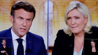 Emmanuel Macron face à Marine Le Pen lors du débat de l’entre-deux tours de la présidentielle 2022 (illustration)
