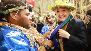 Marine le Pen, cheffe de fil du RN, en visite en Nouvelle-Calédonie le 28 février 2019