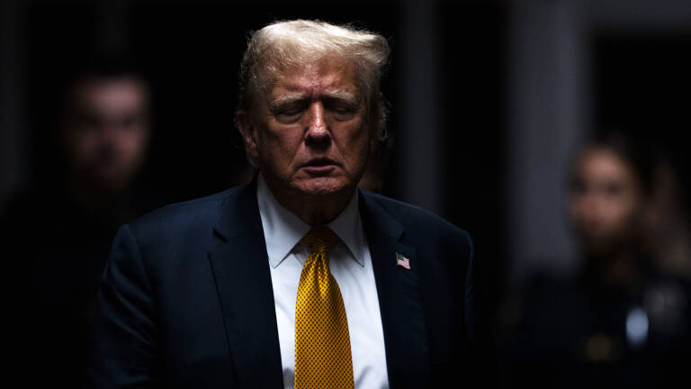NEW YORK, NEW YORK - MAY 29: Former U.S. President Donald Trump appears for his hush money trial at Manhattan Criminal Court on May 29, 2024 in New York City. Judge Juan Merchan gave the jury their instructions, and deliberations began today. The former president faces 34 felony counts of falsifying business records in the first of his criminal cases to go to trial.   Doug Mills-Pool/Getty Images/AFP (Photo by POOL / GETTY IMAGES NORTH AMERICA / Getty Images via AFP)