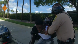 Capture d'écran de l'arrestation violente du joueur des Dolphins de Miami dimanche en Floride par la police locale.